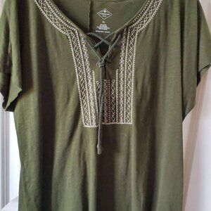 Pretty - St. John's Bay beaded blouse - Size XL Olive green